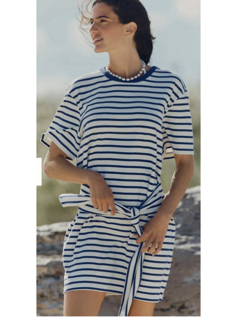 NWT Daily Practice anthropologie Tie Waist Mini Striped T-shirt Dress Medium